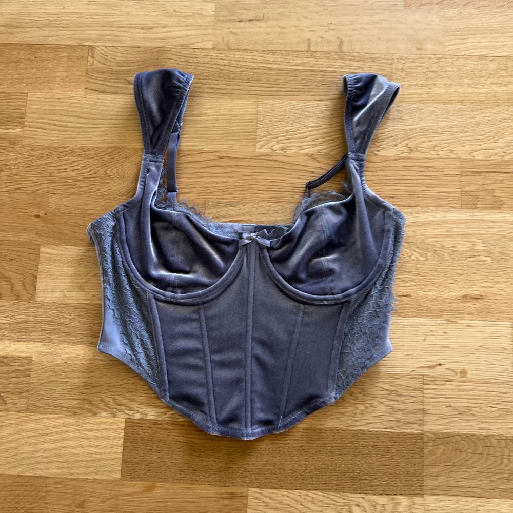 Garage Purple Velvet Bustier Corset Crop Top - Size Medium *Brand New*